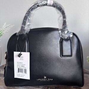 NWT London Fog 100th Anniversary Smooth Pu Satchel Black Purse